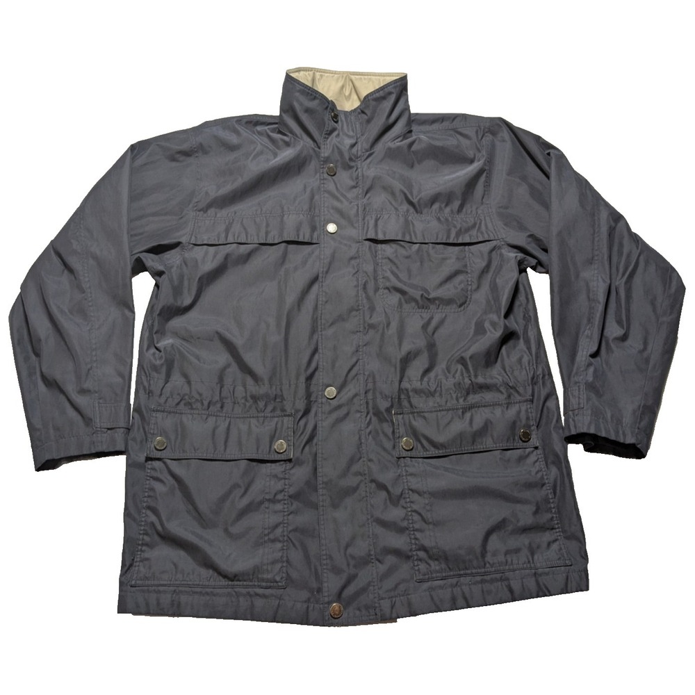 Claiborne Microfiber Field Jacket - Men XL‎ Blue Hidden Hood